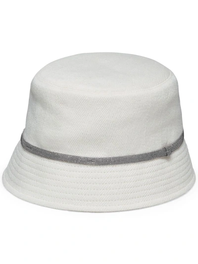 Shop Brunello Cucinelli Bucket Hat With Decoration In White