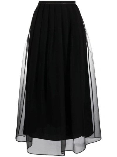 Shop Brunello Cucinelli Layered Midi Skirt In Black