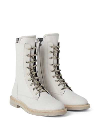 Shop Brunello Cucinelli Leather Ankle Boots In White