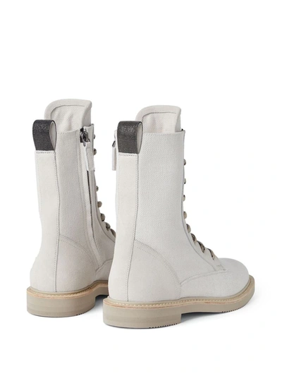 Shop Brunello Cucinelli Leather Ankle Boots In White