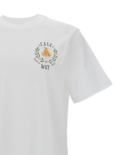 Shop Casablanca White 'casa Way' Crew Neck T-shirt With Logo Print In Cotton Man