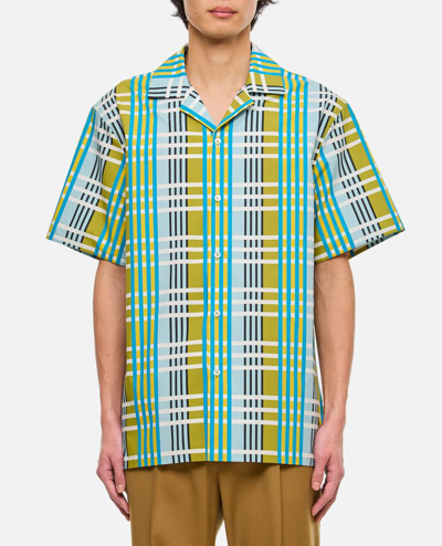 Lanvin Multicolor Check Pattern Cotton Camp Collar Shirt In Multicolor