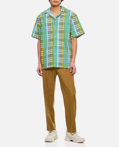 Lanvin Multicolor Check Pattern Cotton Camp Collar Shirt In Multicolor