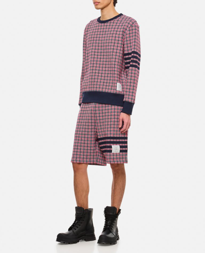 Thom Browne Checked Jacquard Crew-neck Sweatshirt In Multicolor