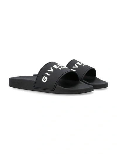 Shop Givenchy Slide Flat Sandals In Black