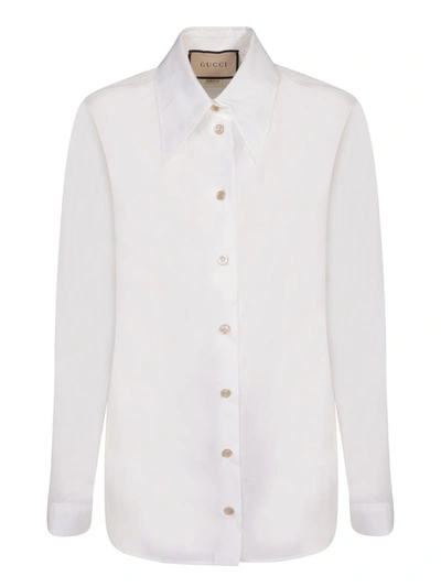 Shop Gucci Printed Cotton Shirt In White