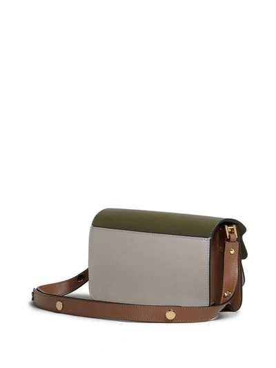 Shop Marni Trunk - Leather Bag In Stone/green/brown