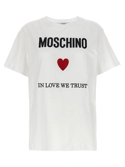 Shop Moschino 'in Love We Trust' T-shirt In White