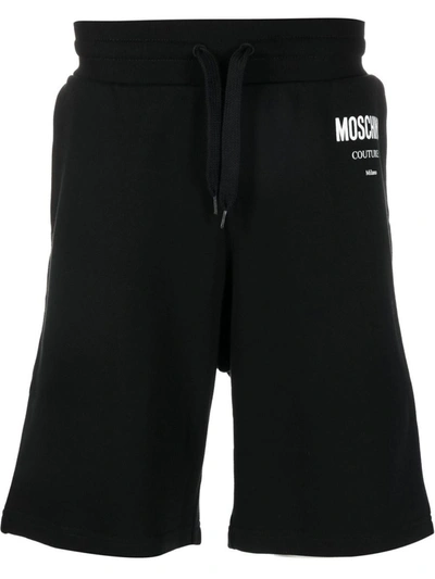 Shop Moschino Logo-print Sweat Shorts In Black