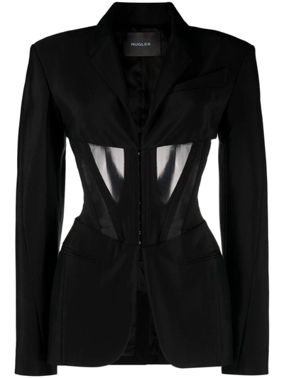 Shop Mugler Viscose Blend Single-breasted Jacket In Black