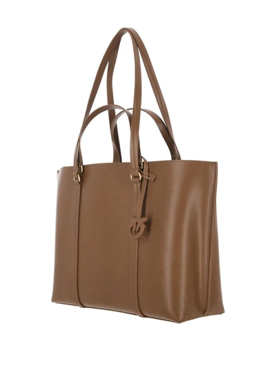 Shop Pinko 'carrie Big' Shopping Bag In Brown