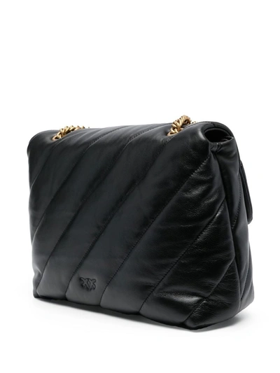 Shop Pinko Black Leather Love Crossbody Bag