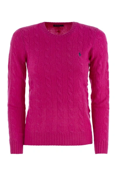 Shop Polo Ralph Lauren Wool And Cashmere Cable-knit Sweater In Fuchsia