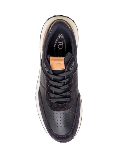 Shop Tod's Black And Brown Suede Sneakers