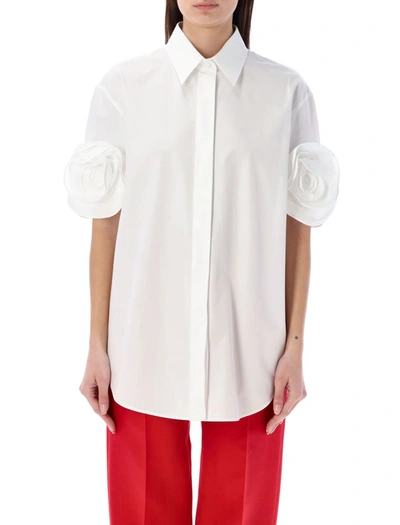 Shop Valentino Garavani Cotton Popeline Shirt In White