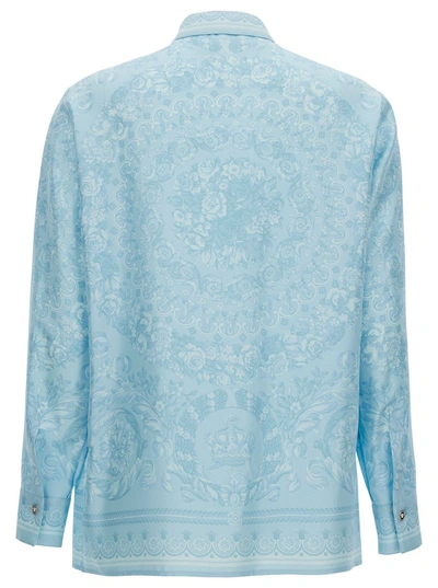 Shop Versace Shirts In Clear Blue