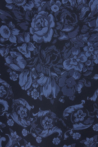 Shop Versace Barocco Print Silk Shirt In Blue