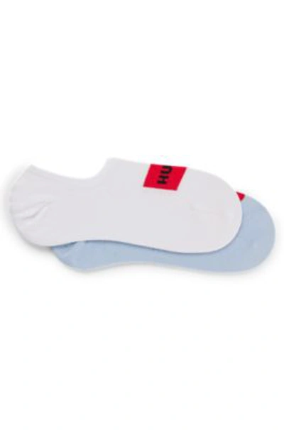 Shop Hugo Two-pack Of Invisible Socks With Woven Logo Patch In Light Blue