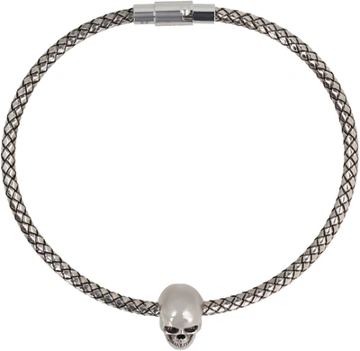 Shop Alexander Mcqueen Skull Brass Bracelet In Silver