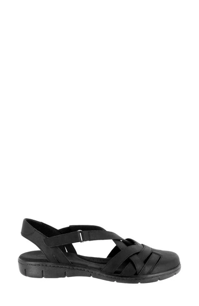 Easy Street Garrett Womens Faux Leather Strappy Flat Sandals In Black