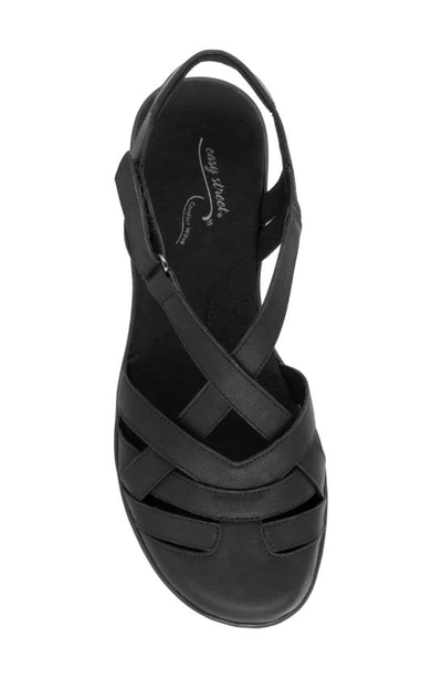 Easy Street Garrett Womens Faux Leather Strappy Flat Sandals In Black