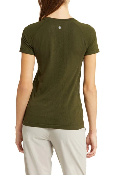 Shop Zella Seamless Performance T-shirt In Green Tactical