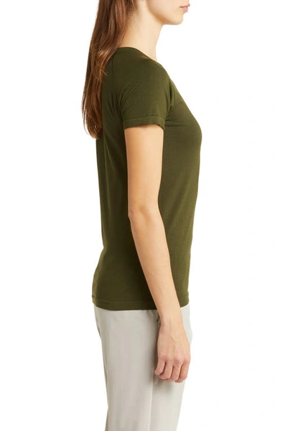 Shop Zella Seamless Performance T-shirt In Green Tactical