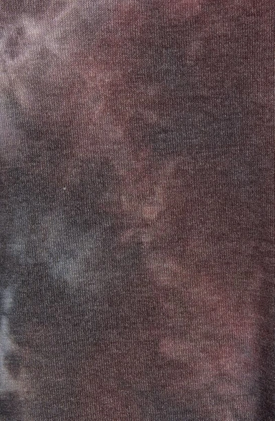 Loveappella Wide Neck Tie Dye Tunic Pullover In Charcoal/ Mauve