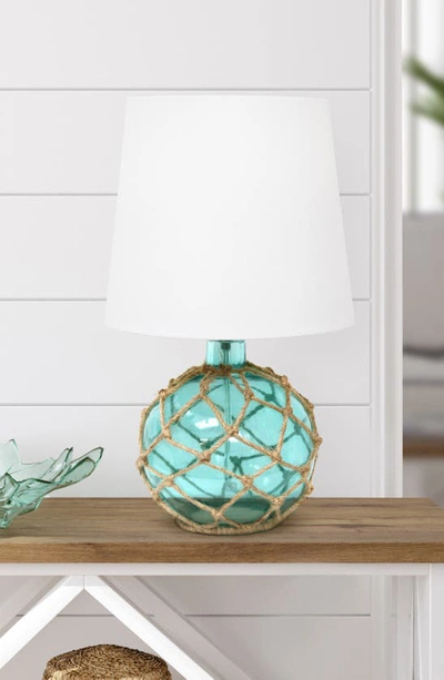 Shop Lalia Home Net Wrapped Round Table Lamp In Aqua/ White