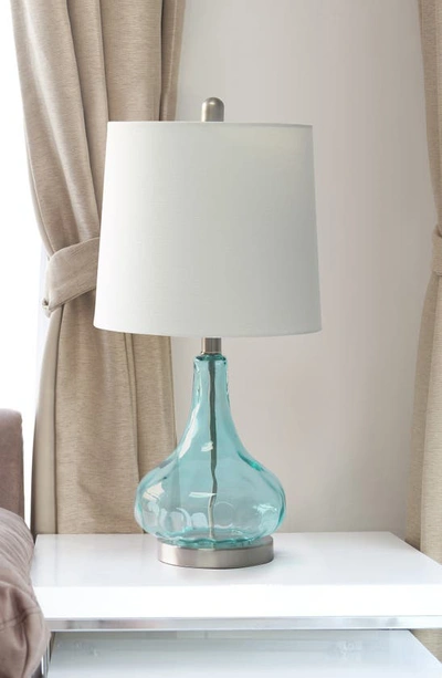 Shop Lalia Home Rippled Glass Table Lamp In Clear Blue