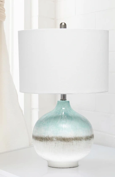 Shop Lalia Home Bayside Horizon Round Table Lamp In Aqua Brown White
