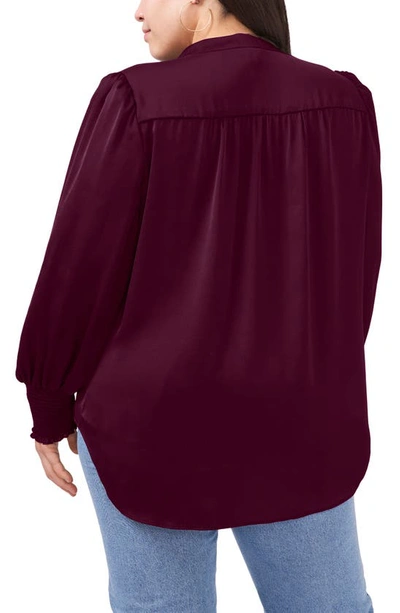 Vince Camuto Smocked Long Sleeve V-neck Blouse In Pickled Beet