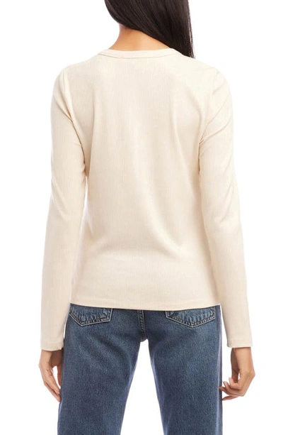 Fifteen Twenty Rib Long Sleeve T-shirt In Beige