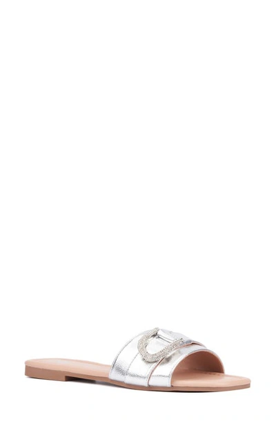 Shop New York And Company Nadira Slide Sandal In Silver