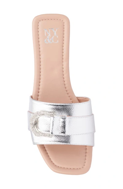 Shop New York And Company Nadira Slide Sandal In Silver