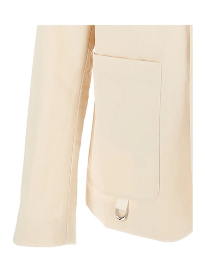 Shop Jacquemus 'la Veste Jean' Beige Single-breasted Jacket With D Ring Detail In Cotton And Linen Man