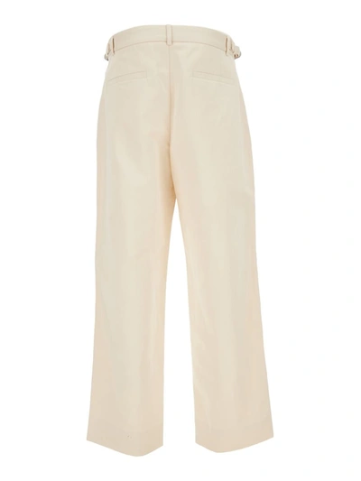 Shop Jacquemus 'le Pantalon Jean' Beige Loose Pants With A Button In Cotton And Linen Man