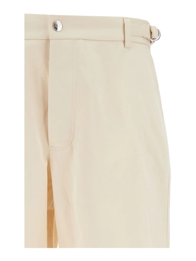 Shop Jacquemus 'le Pantalon Jean' Beige Loose Pants With A Button In Cotton And Linen Man