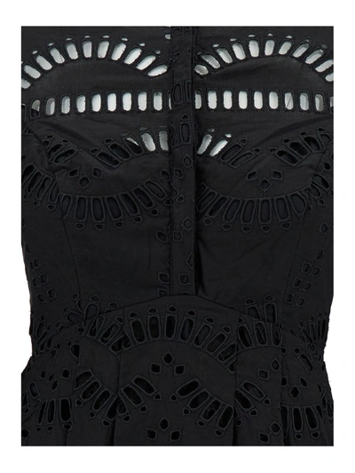 Shop Charo Ruiz 'franca' Mini Black Dress With Floreal Print In Cotton Blend Woman