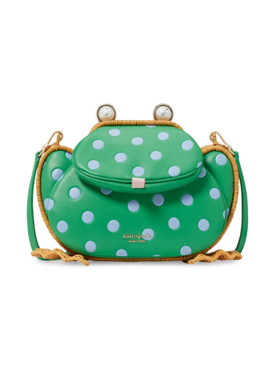 Shop Kate Spade Women's Lily Polka Dot Leather Frog Crossbody Bag In Candygrass