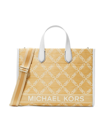 Shop Michael Michael Kors Women's Mmk Gigi Large Tote Bag In Naturaloptic