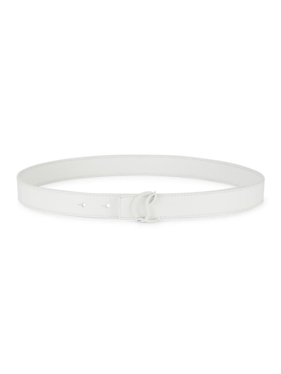 Shop Christian Louboutin Women's Cl Buckle Leather Belt In Bianco