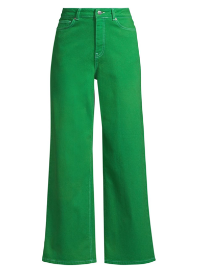 Shop Frances Valentine Women's Ace High-rise Wide-leg Jeans In Green