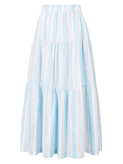Shop Staud Women's Sea Striped Cotton Maxi Skirt In Adriatic Stripe