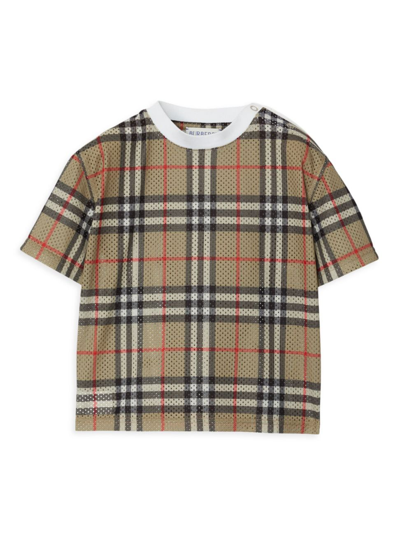 Shop Burberry Baby's & Little Kid's Check Mesh T-shirt In Archive Beige Check
