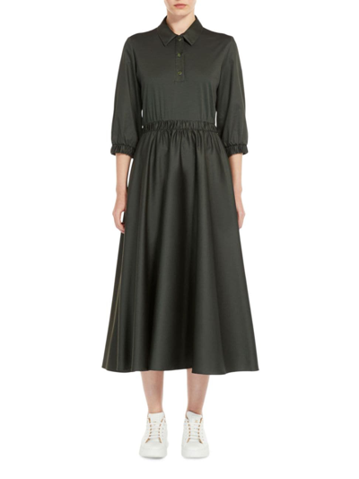 Shop Max Mara Women's Maggio Cotton-blend Jersey Midi-dress In Dark Green
