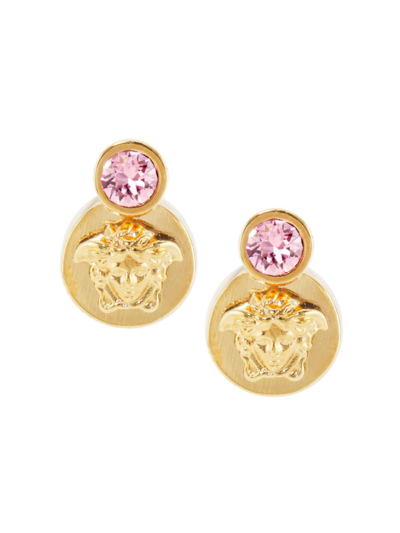 Shop Versace Women's Medusa Crystal Stud Earrings In Rose Crystal