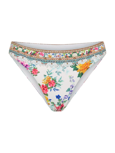 Shop Camilla Women's Beaded Floral Bikini Bottom In Plumes And Parterres