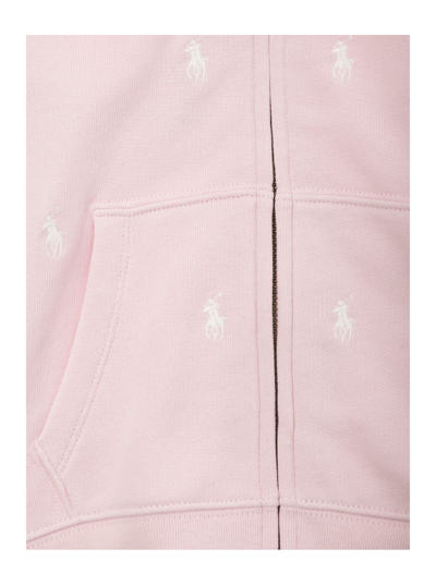 Shop Polo Ralph Lauren Pink Hoodie With Embroidered Pony In Cotton Blend Girl