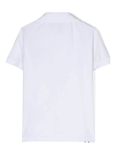 Shop Stone Island Junior White Polo Shirt With Logo In Stretch Cotton Boy